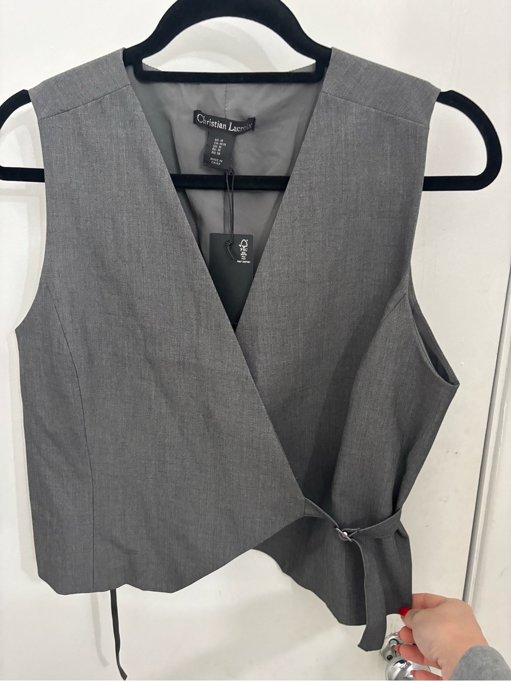 Christian Lacroix Gray Wrap-Style Sleeveless Tunic Vest